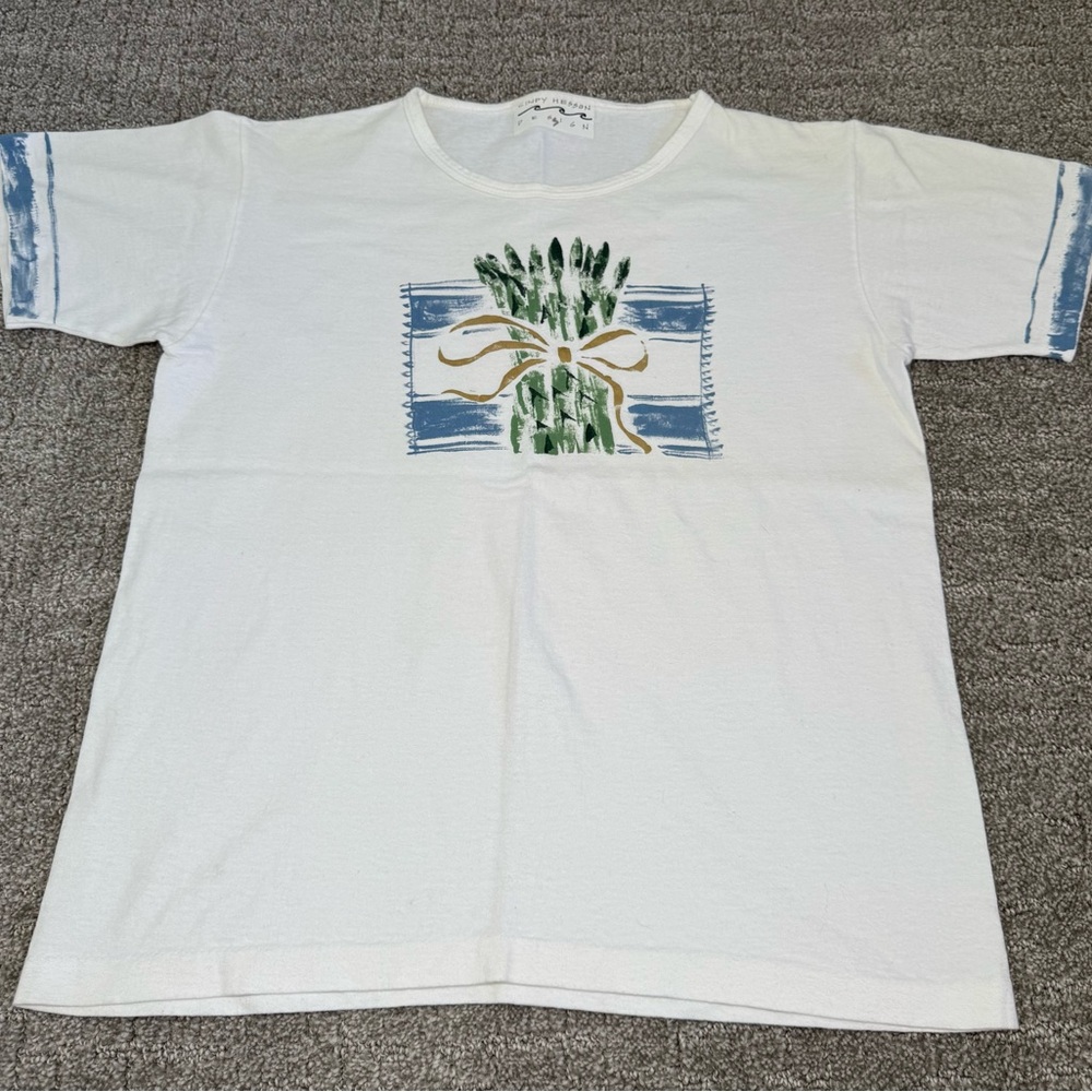 Cindy Hesson Design Hand Painted Asparagus T-Shirt - Vintage Artist Made Tee
